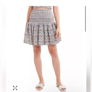 BCBGeneration 1TX3P14 Floral Blue Green Smocked Skater Skirt NWT
